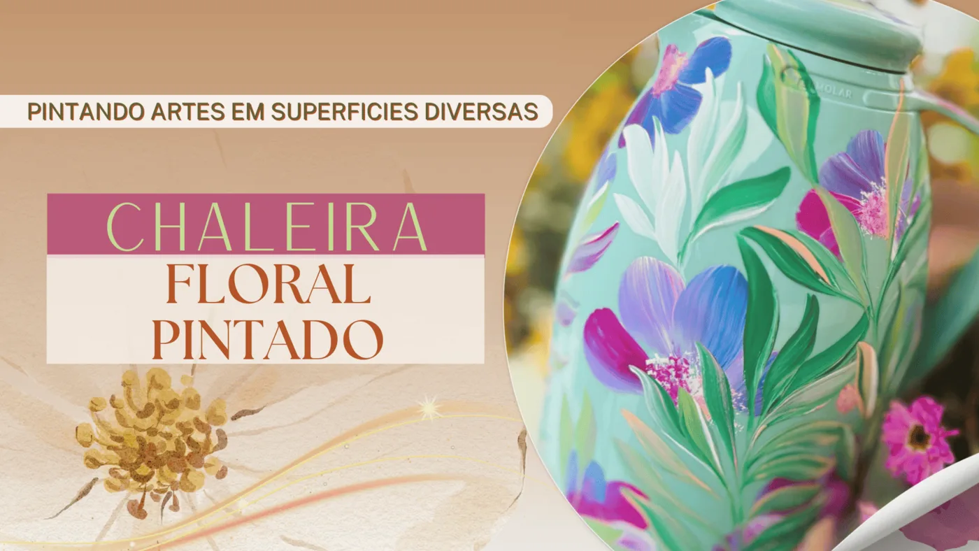 Chaleira pintada à mão com flores